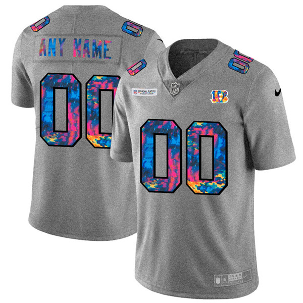 Men's Cincinnati Bengals ACTIVE PLAYER Custom 2020 Grey Crucial Catch Limited Stitched NFL Jersey - Click Image to Close